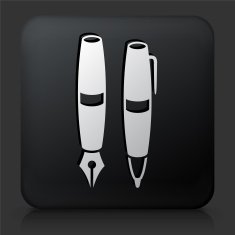 Black Square Button with Pen Set N2