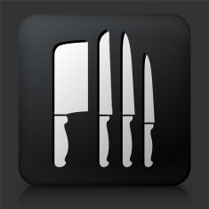 Black Square Button with Knife Icon N2