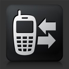 Black Square Button with Telephone Icon N7