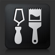 Black Square Button with Brush Icon N2