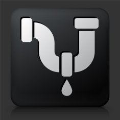 Black Square Button with Leaking Pipe Icon