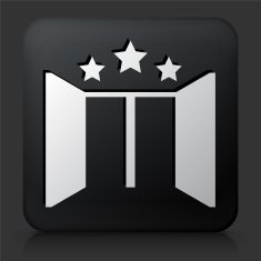 Black Square Button with Festive Doors Icon