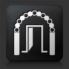 Black Square Button with Festive Doors Icon N2