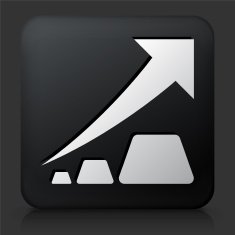 Black Square Button with Gold Bars Icon N2