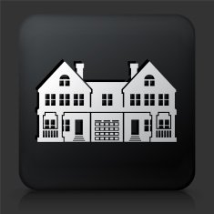 Black Square Button with Building Icon N26