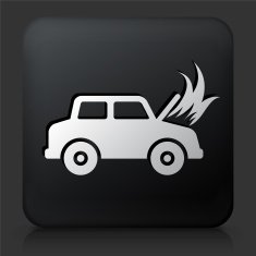 Black Square Button with Car Fire Icon