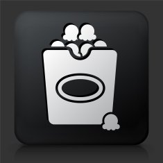 Black Square Button with Popcorn Icon