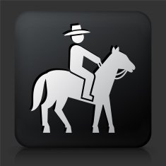 Black Square Button with Bull Riders Icon
