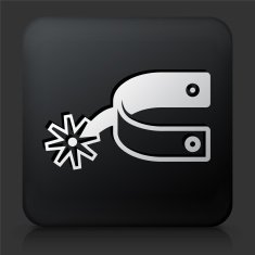 Black Square Button with Cowboy Accessory N2