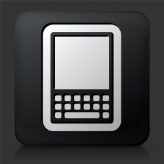 Black Square Button with Tablet Icon N4