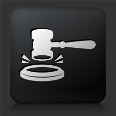 Black Square Button with Court Hammer Icon