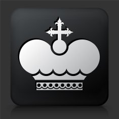 Black Square Button with Crown Icon N18