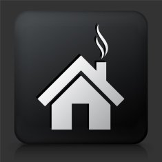 Black Square Button with House Icon N7