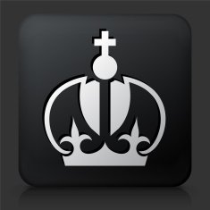Black Square Button with Crown Icon N19