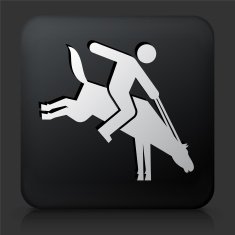 Black Square Button with Horse Ridding Icon N3
