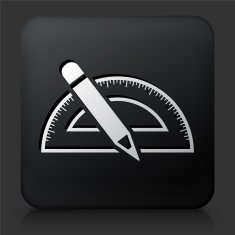 Black Square Button with Measurment Tools Icon N2