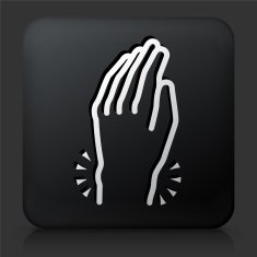 Black Square Button with Hands Pain Icon
