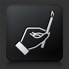 Black Square Button with Christian Candle