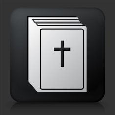 Black Square Button with Bible Icon