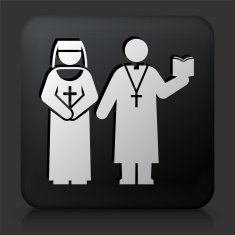 Black Square Button with Nun & Priest Icon