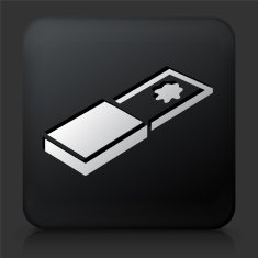 Black Square Button with Glass Slide Icon