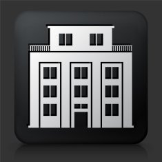 Black Square Button with Building Icon N29