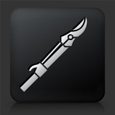 Black Square Button with Cutting Tools Icon