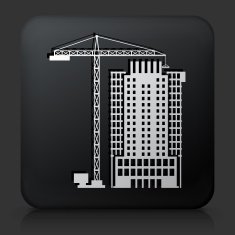 Black Square Button with Construction Icon N5