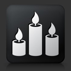Black Square Button with Candles Icon N2