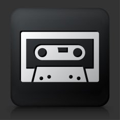 Black Square Button with Compact Cassette N2