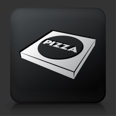 Black Square Button with Pizza Box N2