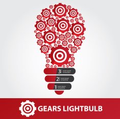 Red gears light bulb graphics design vector