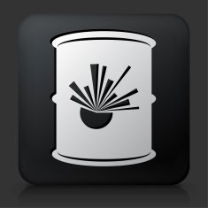 Black Square Button with Explosive Barrel Icon