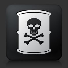 Black Square Button with Toxic Barrel Icon