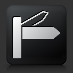 Black Square Button with Street Signs Icon