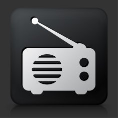 Black Square Button with Radio Icon