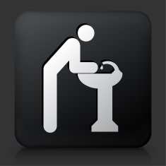 Black Square Button with Washing Hands Icon