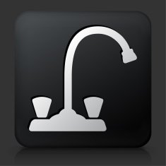 Black Square Button with Faucet Icon N2
