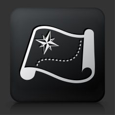 Black Square Button with Map Icon