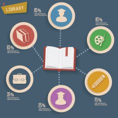 Library concept info graphic design dark version N2