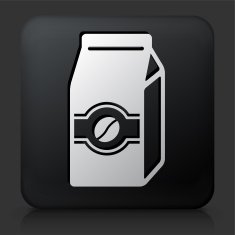 Black Square Button with Coffee Carton Icon N2
