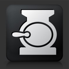 Black Square Button with Coffee Grinder Icon N2