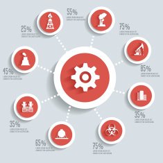 Industrial info graphic design concept red version clean vector