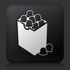 Black Square Button with Popcorn Icon N2