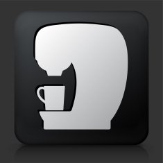 Black Square Button with Coffee Machine Icon N2