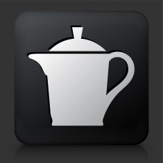 Black Square Button with Kettle Icon