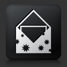 Black Square Button with Envelope Icon N2