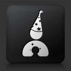 Black Square Button with Wizard Icon
