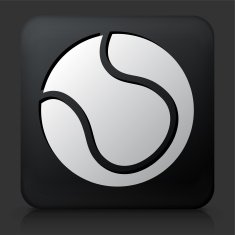 Black Square Button with Tennis Ball Icon N2