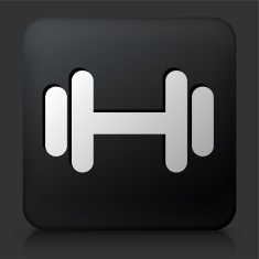 Black Square Button with Dumbbell